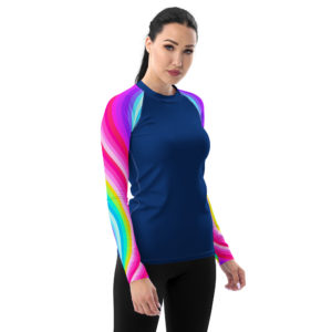 all over print women's long sleeve rash guard rainbow